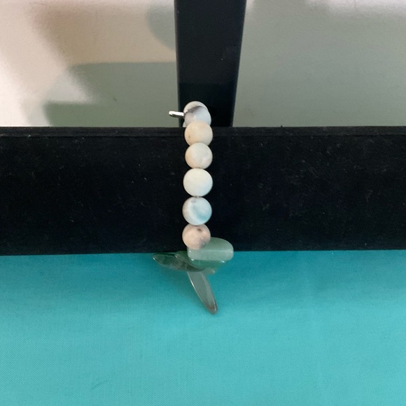 Varigated Colored Stone Bracelet with Natural Green Stones - Picture 5 of 5